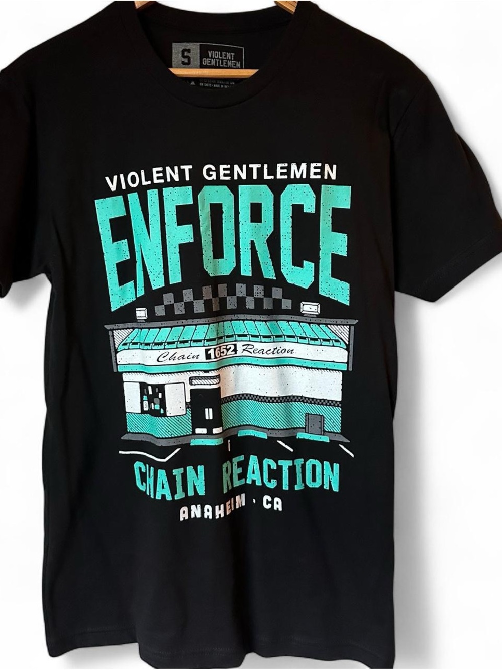 Violent Gentlemen Enforce Chain Reaction Graphic Tee - Black/Teal